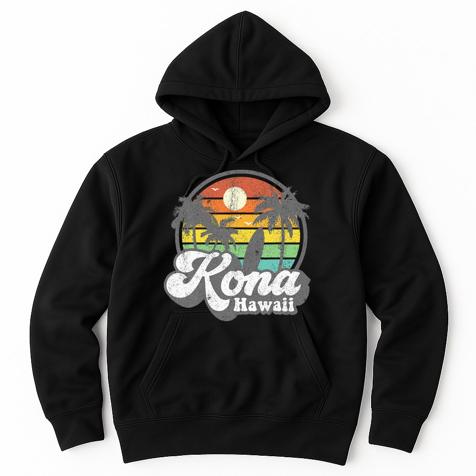 Vintage Kona Beach Hawaii Surf Hawaiian Surfing 70S Hoodie