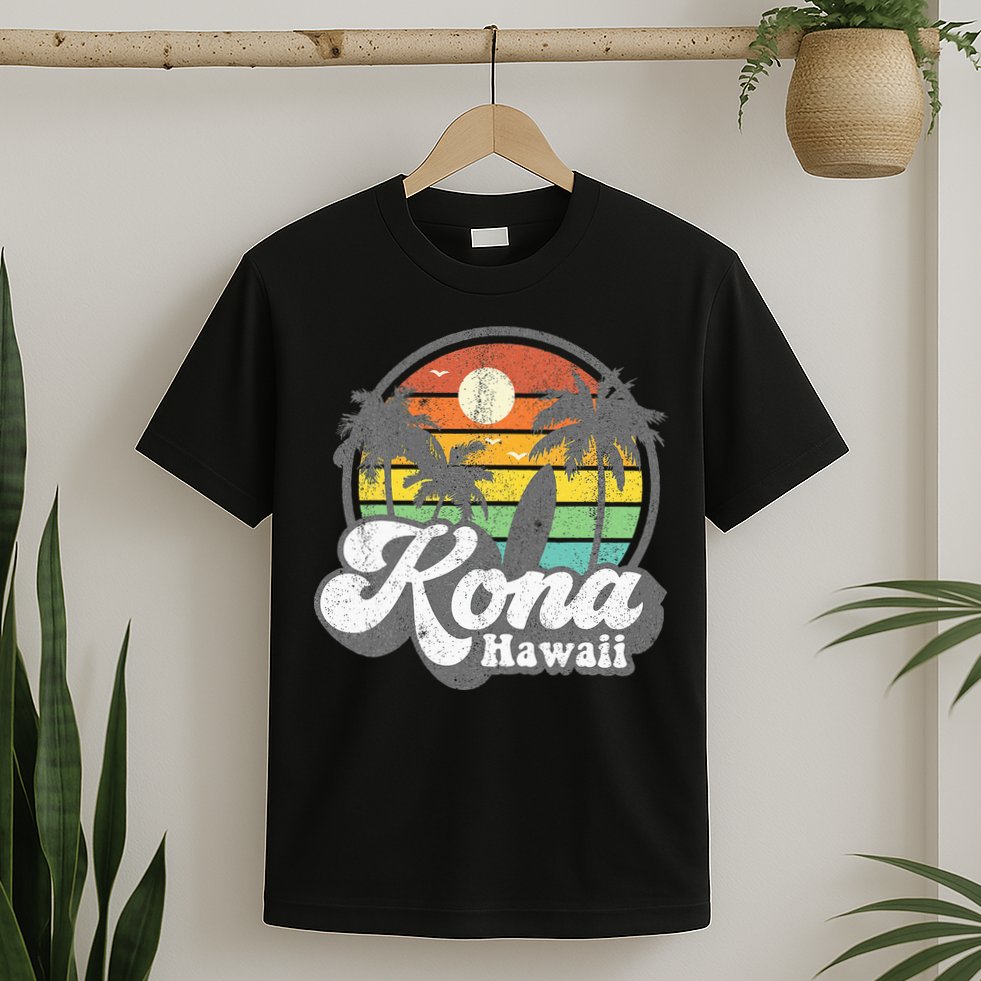 Vintage Kona Beach Hawaii Surf Hawaiian Surfing 70S T-Shirt