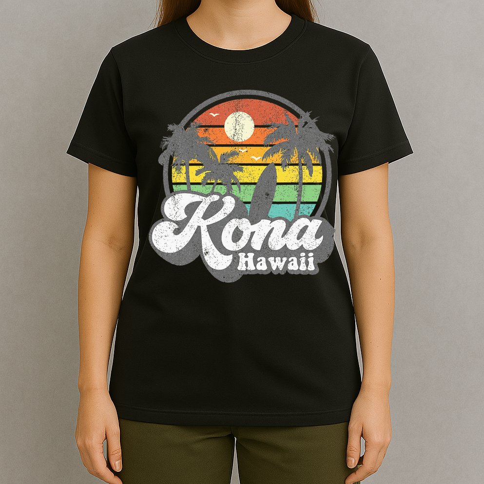 Vintage Kona Beach Hawaii Surf Hawaiian Surfing 70S T-Shirt