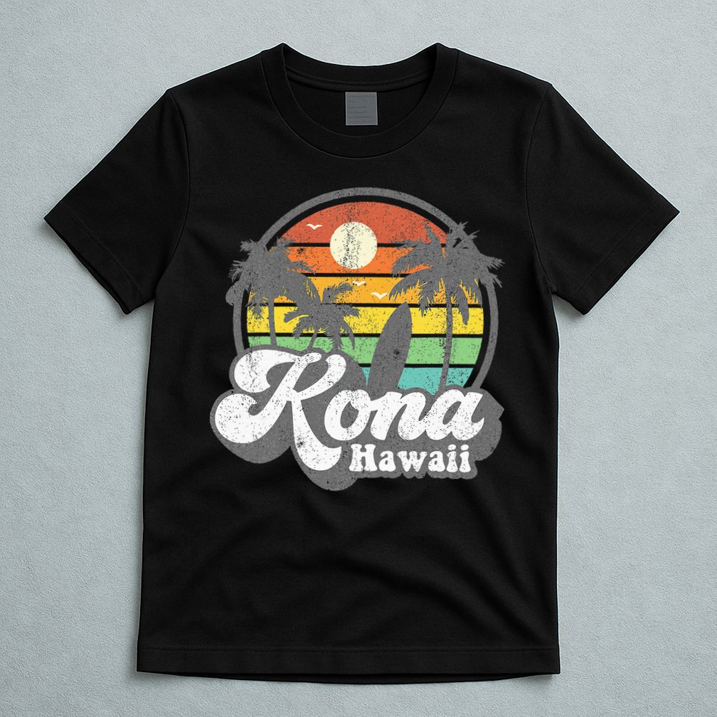 Vintage Kona Beach Hawaii Surf Hawaiian Surfing 70S T-Shirt