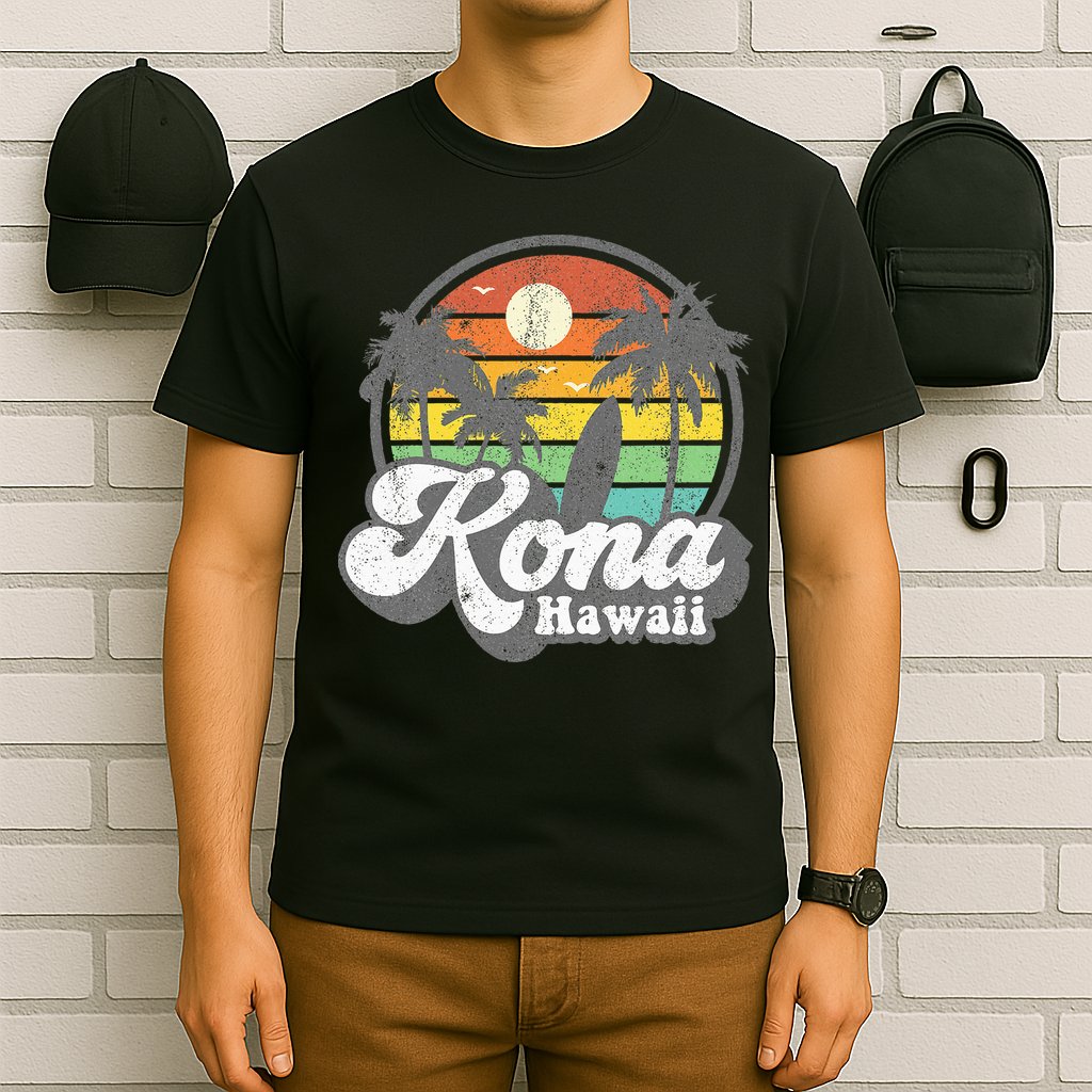 Vintage Kona Beach Hawaii Surf Hawaiian Surfing 70S T-Shirt