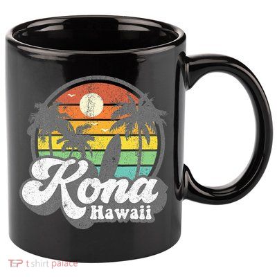 Vintage Kona Beach Hawaii Surf Hawaiian Surfing 70S 11oz C Handle Ceramic Mug