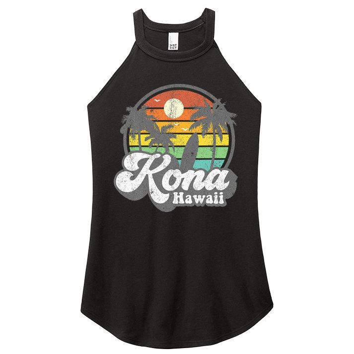 Vintage Kona Beach Hawaii Surf Hawaiian Surfing 70S Women's Perfect Tri Rocker Tank