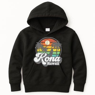 Vintage Kona Beach Hawaii Surf Hawaiian Surfing 70S Kids Hoodie