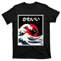 Vintage Kawaii Black Cat Anime Japanese Kanagawa Japanese T-Shirt