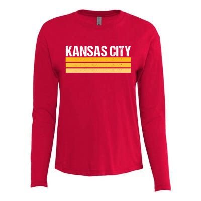 Vintage Kansas City Yellow/White Striped Classic Kansas City Football Womens Cotton Relaxed Long Sleeve T-Shirt