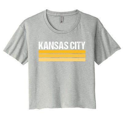 Vintage Kansas City Yellow/White Striped Classic Kansas City Football Women's Crop Top Tee