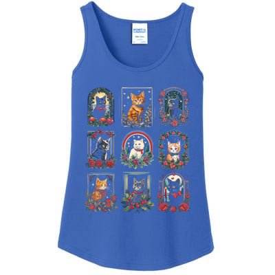 Vintage Kitten Christmas Cats Cat Mom Cat Dad Ladies Essential Tank