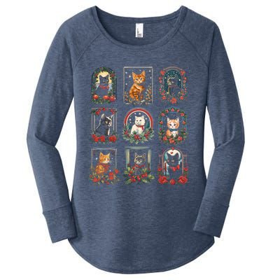 Vintage Kitten Christmas Cats Cat Mom Cat Dad Women's Perfect Tri Tunic Long Sleeve Shirt