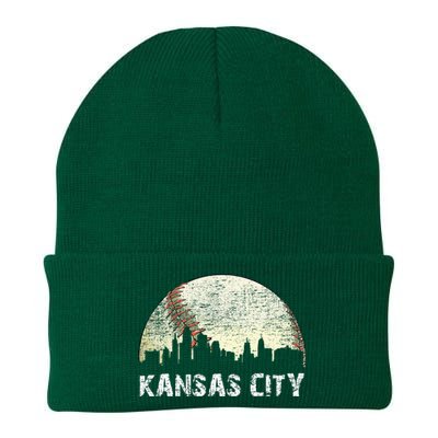 Vintage Kansas City Cityscape Baseball Lover Women Knit Cap Winter Beanie