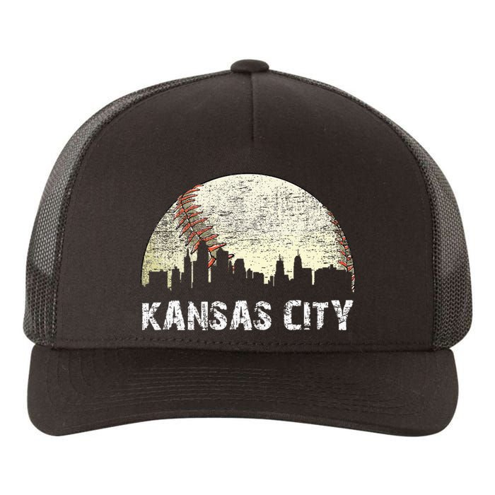 Vintage Kansas City Cityscape Baseball Lover Women Yupoong Adult 5-Panel Trucker Hat