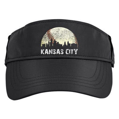 Vintage Kansas City Cityscape Baseball Lover Women Adult Drive Performance Visor