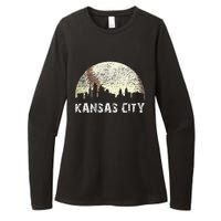 Vintage Kansas City Cityscape Baseball Lover Women Womens CVC Long Sleeve Shirt