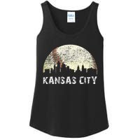 Vintage Kansas City Cityscape Baseball Lover Women Ladies Essential Tank