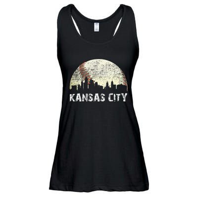 Vintage Kansas City Cityscape Baseball Lover Women Ladies Essential Flowy Tank