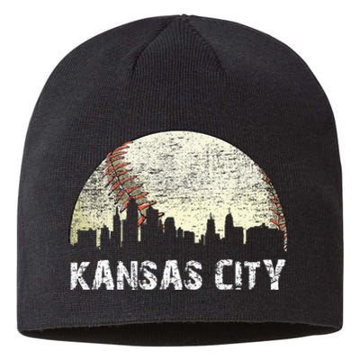 Vintage Kansas City Cityscape Baseball Lover Women Sustainable Beanie