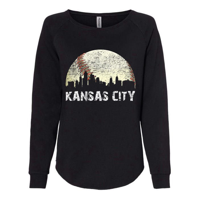 Vintage Kansas City Cityscape Baseball Lover Women Womens California Wash Sweatshirt