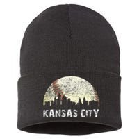 Vintage Kansas City Cityscape Baseball Lover Women Sustainable Knit Beanie