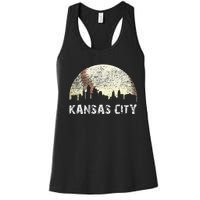 Vintage Kansas City Cityscape Baseball Lover Women Women's Racerback Tank