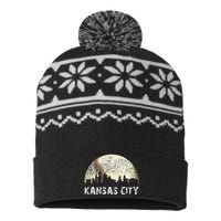 Vintage Kansas City Cityscape Baseball Lover Women USA-Made Snowflake Beanie