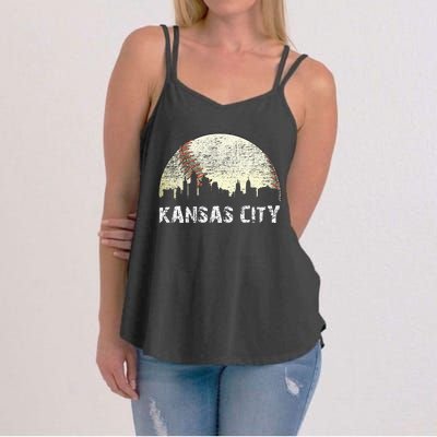 Vintage Kansas City Cityscape Baseball Lover Women Women's Strappy Tank