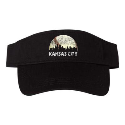 Vintage Kansas City Cityscape Baseball Lover Women Valucap Bio-Washed Visor