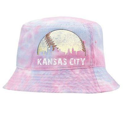 Vintage Kansas City Cityscape Baseball Lover Women Tie-Dyed Bucket Hat