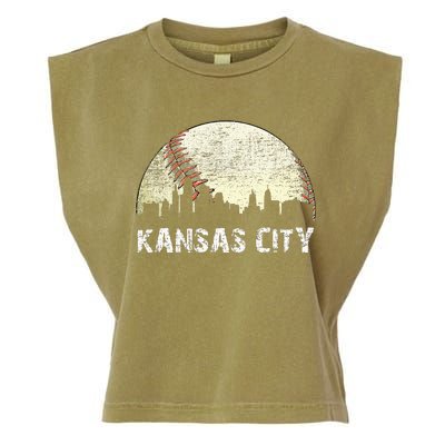 Vintage Kansas City Cityscape Baseball Lover Women Garment-Dyed Women's Muscle Tee