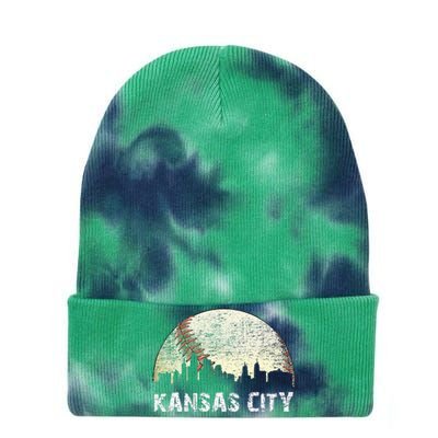 Vintage Kansas City Cityscape Baseball Lover Women Tie Dye 12in Knit Beanie