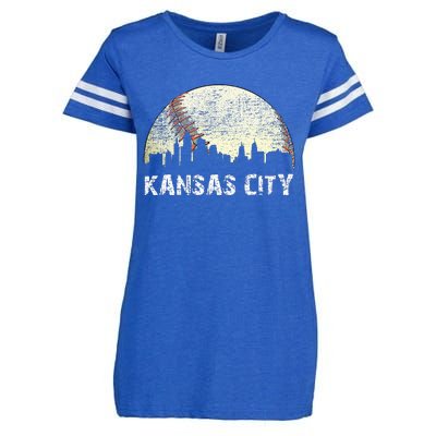 Vintage Kansas City Cityscape Baseball Lover Women Enza Ladies Jersey Football T-Shirt