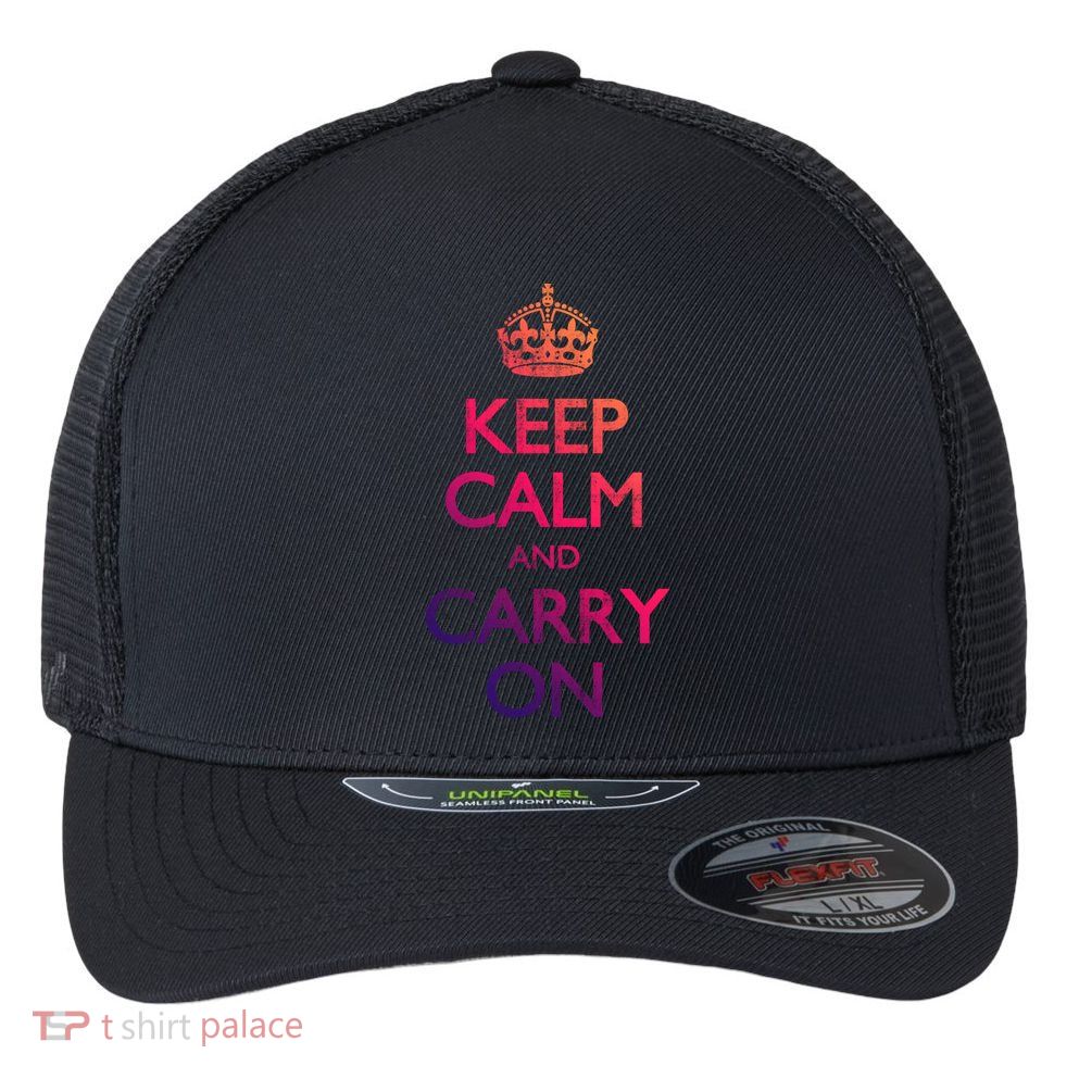 Vintage Keep Calm And Carry On Gift Flexfit Unipanel Trucker Cap