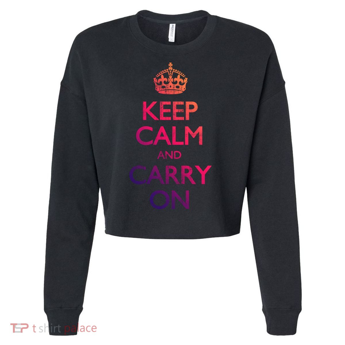 Vintage Keep Calm And Carry On Gift Cropped Pullover Crew