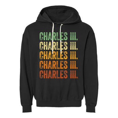 Vintage King Charles King Charles III Sunset Retro Garment-Dyed Fleece Hoodie