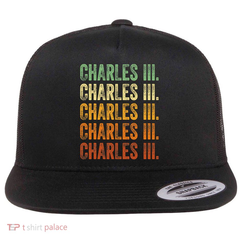 Vintage King Charles King Charles III Sunset Retro Flatbill Hat