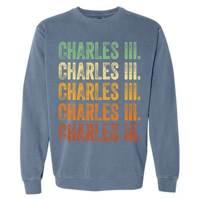 Vintage King Charles King Charles III Sunset Retro Garment-Dyed Sweatshirt