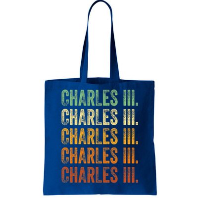 Vintage King Charles King Charles III Sunset Retro Tote Bag