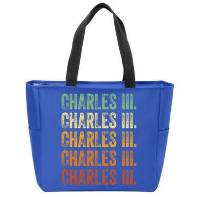 Vintage King Charles King Charles III Sunset Retro Zip Tote Bag