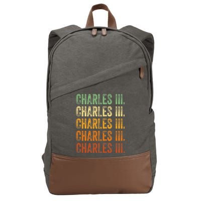 Vintage King Charles King Charles III Sunset Retro Cotton Canvas Backpack