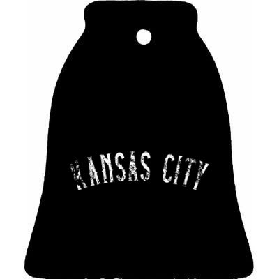 Vintage Kansas City Text Apparel Kc Ceramic Bell Ornament