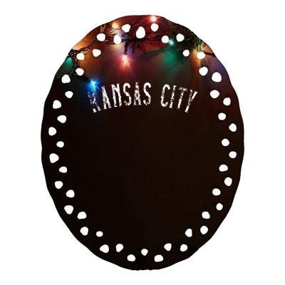 Vintage Kansas City Text Apparel Kc Ceramic Oval Ornament