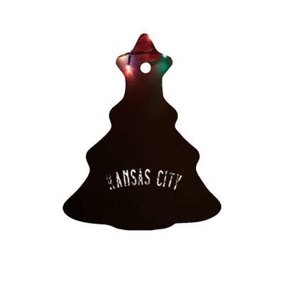 Vintage Kansas City Text Apparel Kc Ceramic Tree Ornament