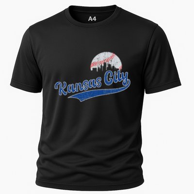 Vintage Kansas City Skyline Retro Baseball Performance Shirt