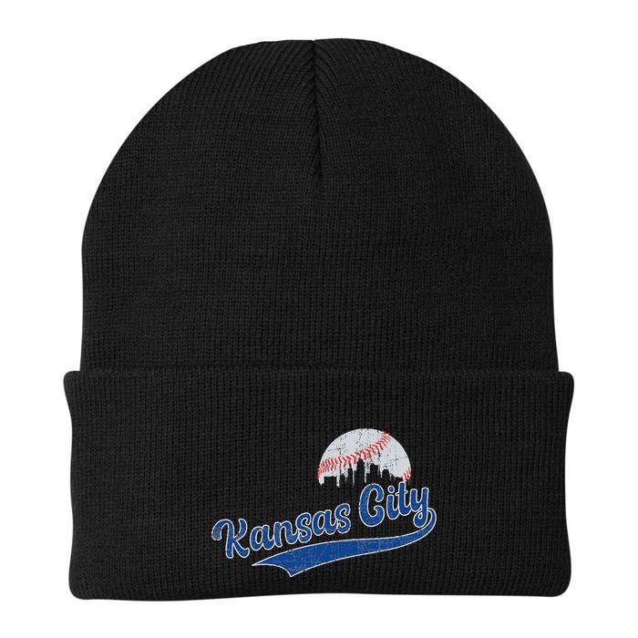 Vintage Kansas City Skyline Retro Baseball Beanie