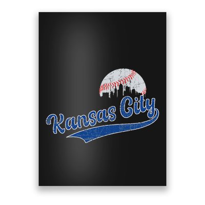 Vintage Kansas City Skyline Retro Baseball Poster