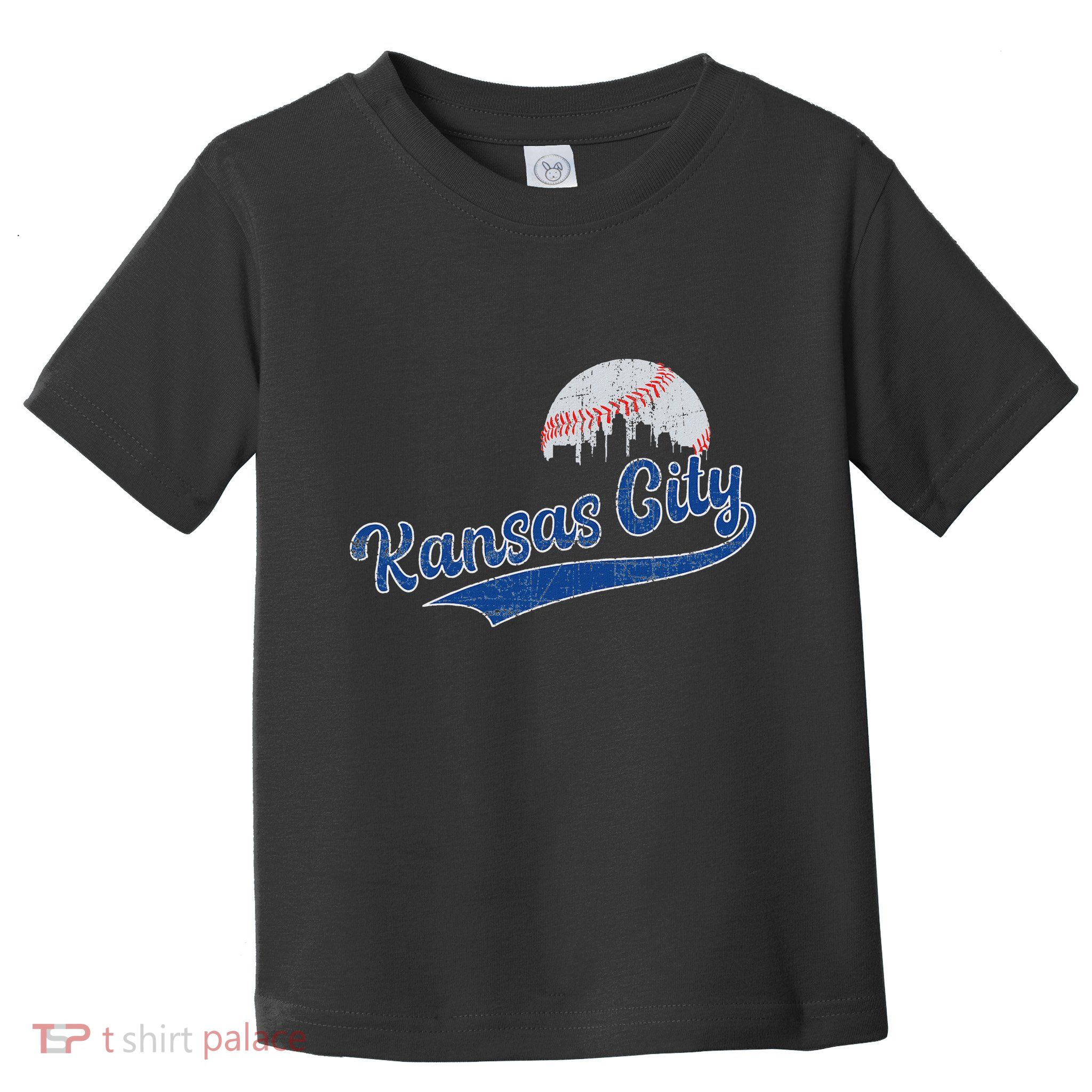 Vintage Kansas City Skyline Retro Baseball Toddler T-Shirt