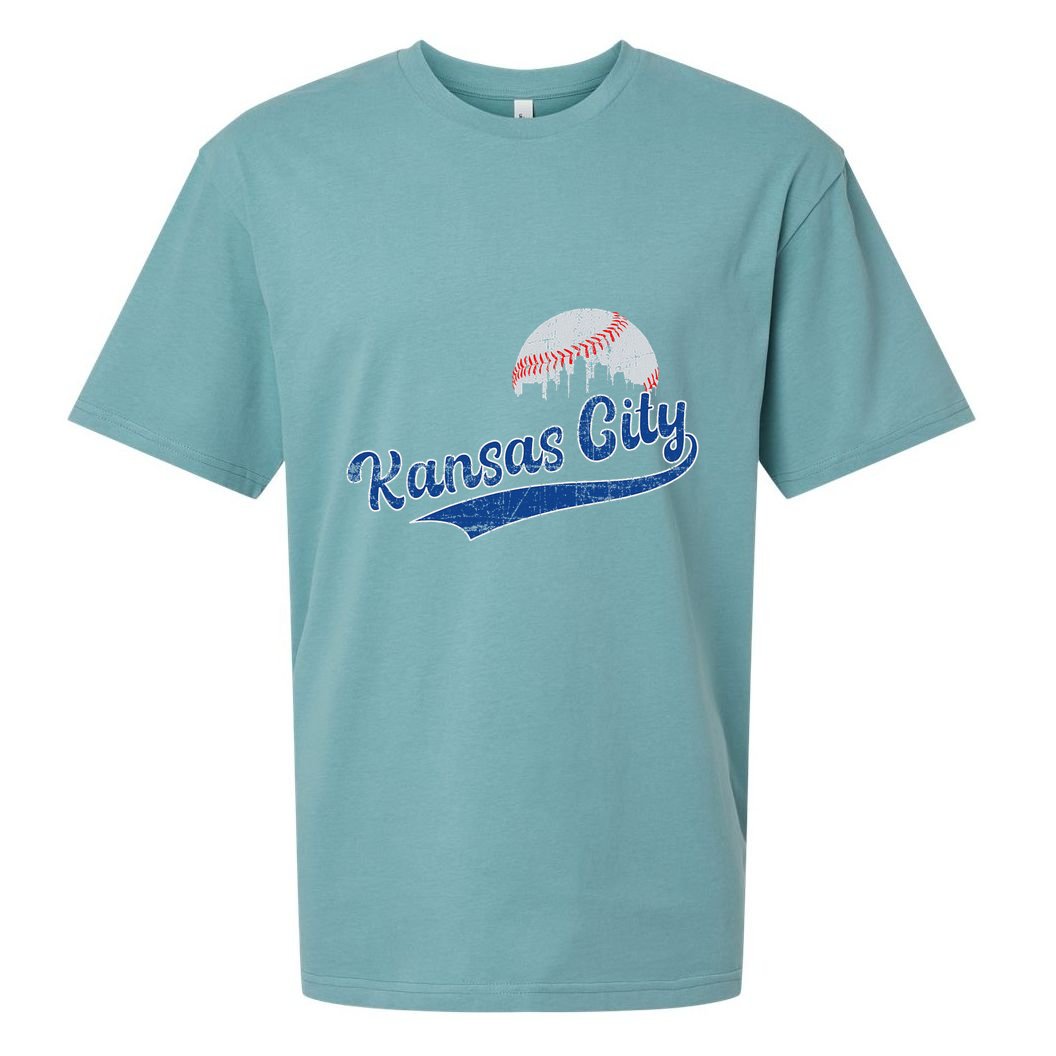 Vintage Kansas City Skyline Retro Baseball Sueded Cloud Jersey T-Shirt