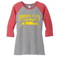 Vintage Kansas City Missouri Retro Style Kansas City Women's Tri-Blend 3/4-Sleeve Raglan Shirt