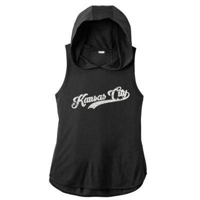 Vintage Kansas City Baseball Ladies PosiCharge Tri-Blend Wicking Draft Hoodie Tank