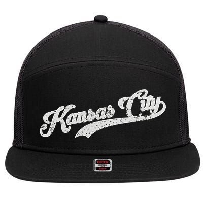Vintage Kansas City Baseball 7 Panel Mesh Trucker Snapback Hat