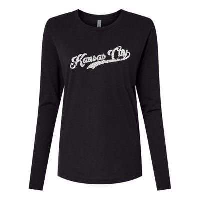 Vintage Kansas City Baseball Womens Cotton Relaxed Long Sleeve T-Shirt